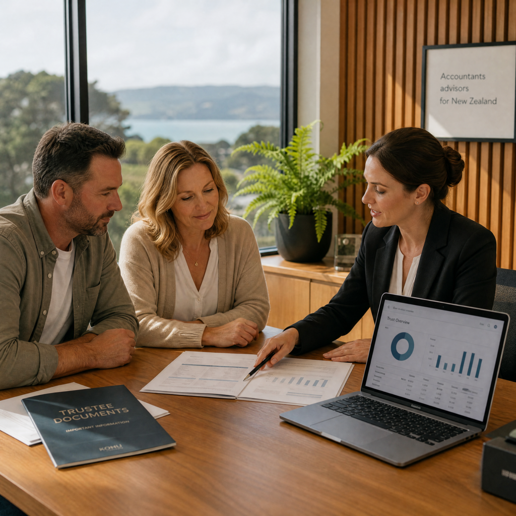 a couple discuss their trust with an accountant