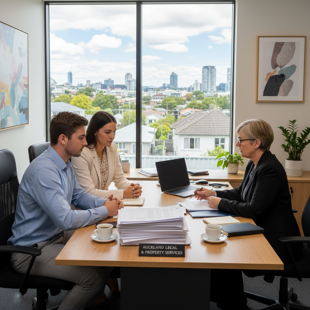 A couple meet with a lawyer to discuss their rental property