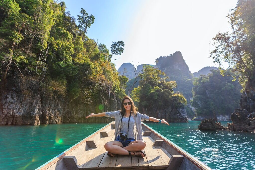 woman on holiday with camera