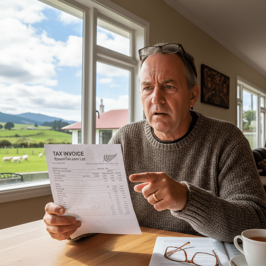 EpsomTax.com invoice showing the amount due and payment details