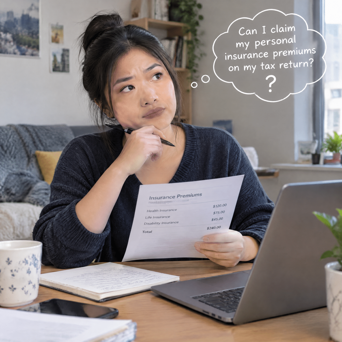 a young woman wonders if she can claim her personal insurance premiums in her NZ tax return