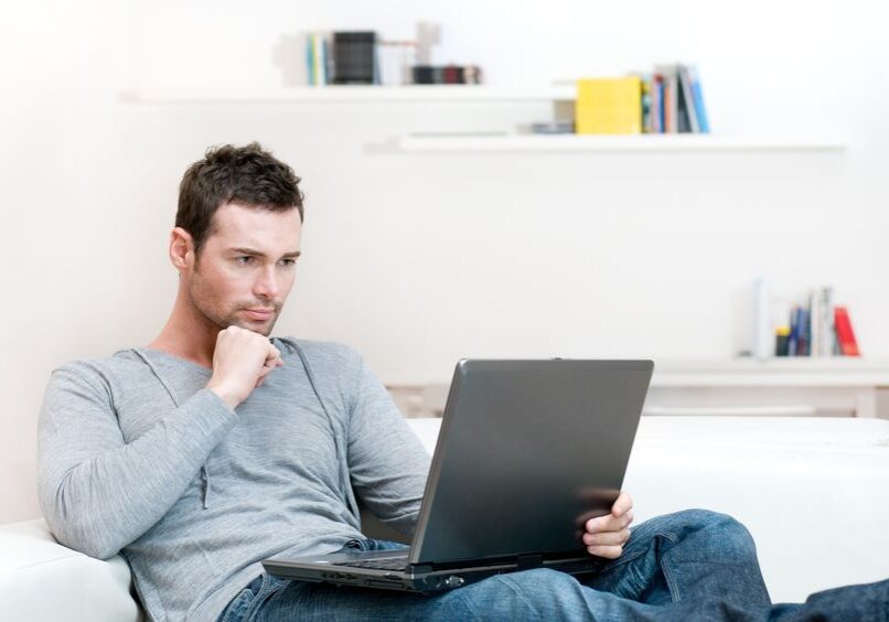 man staring at computer