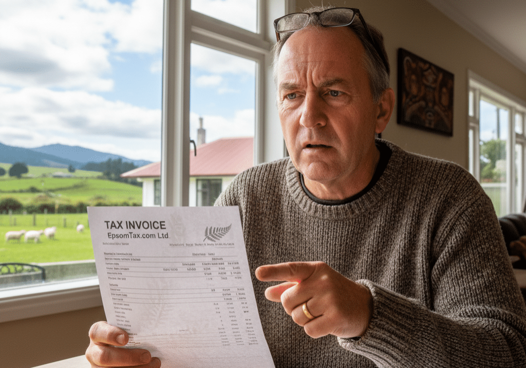 EpsomTax.com invoice showing the amount due and payment details
