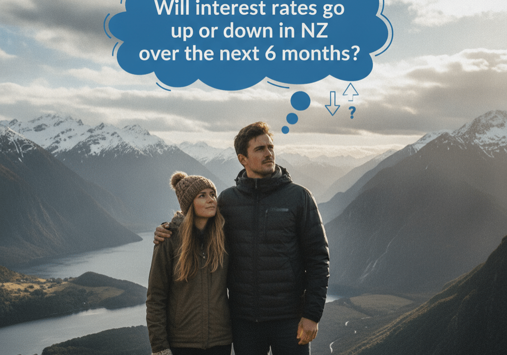 a couple in NZ, wondering "Will interest rates go up or down in NZ over the next 6 months?"