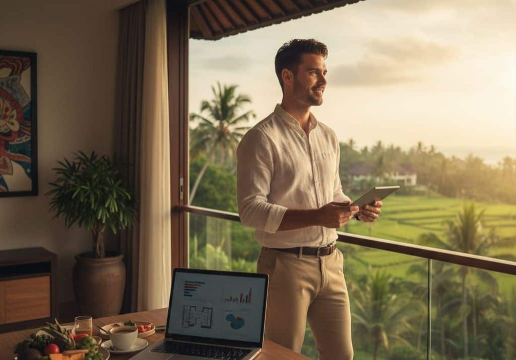 Person combining work and leisure during an overseas holiday, exploring whether travel, accommodation, and related expenses qualify as tax-deductible business expenses in New Zealand.
