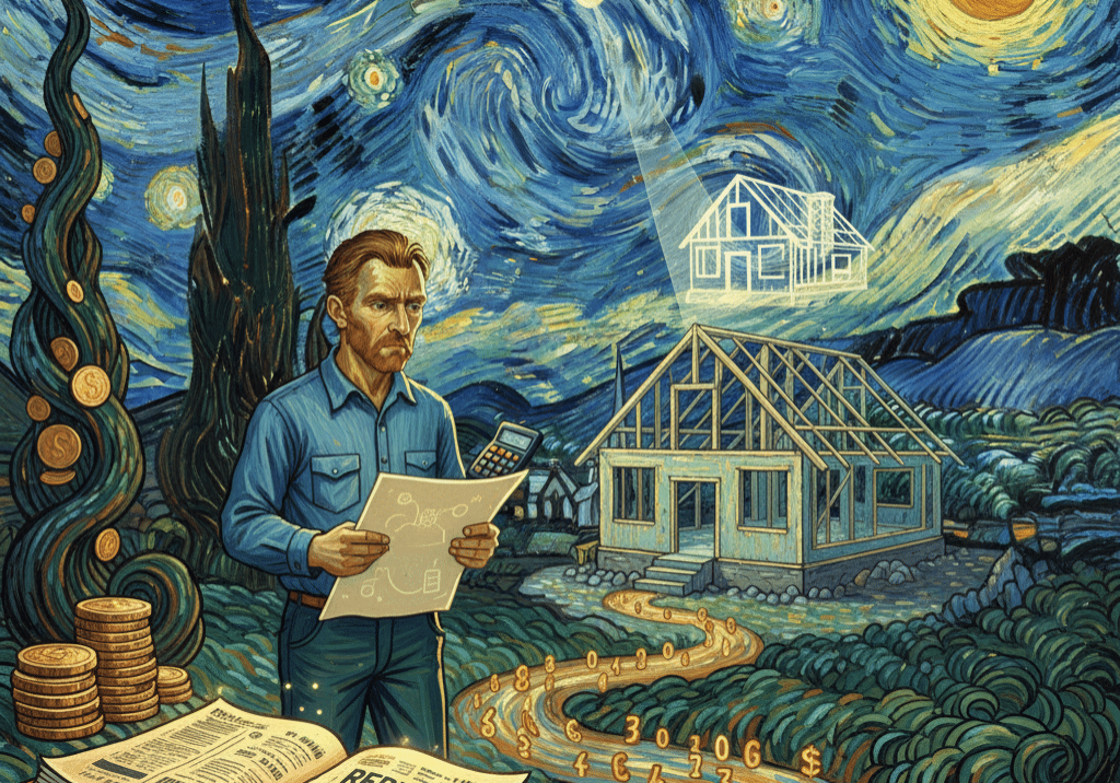 Rental property owner reviewing rebuild cost estimates and construction plans to calculate the tax cost of a rental property rebuild for depreciation, bright-line, and capital gains purposes.